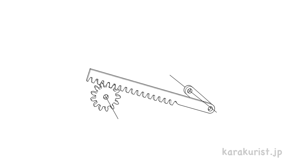 リンク機構とラック&ピニオンの往復回転機構 からくりすと リンク機構とラック&ピニオンの往復回転機構 からくりすと