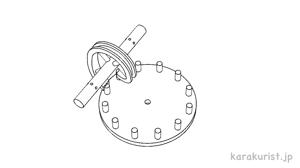 立体カムとピン歯車による間欠回転機構 | からくりすと